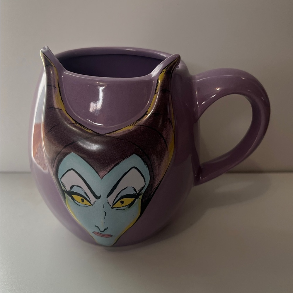 Rae Dunn Disney Villains 3D Purple Maleficent Two Sided Mug‎ like new